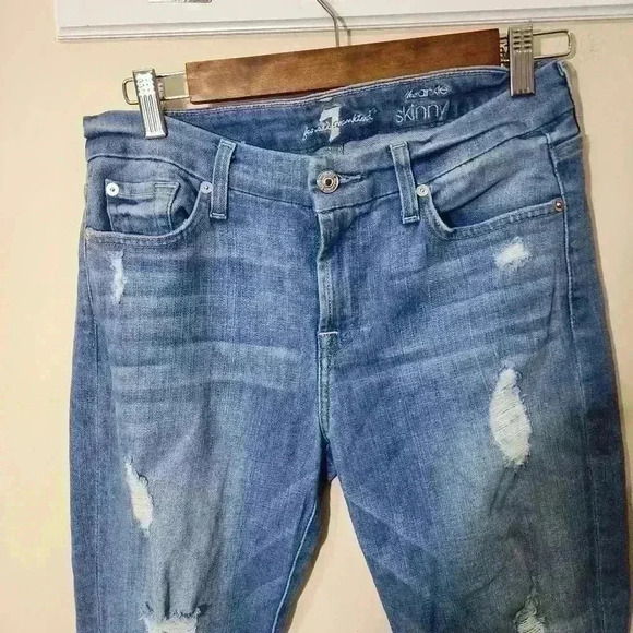 P3005 7famk the ankle skinny size 29 light wash denim distressed - Picture 3 of 6